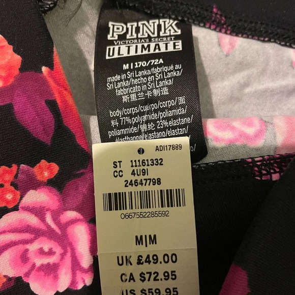 Vs Pink Roses leggings-medium **NEW* - Picture 5 of 5